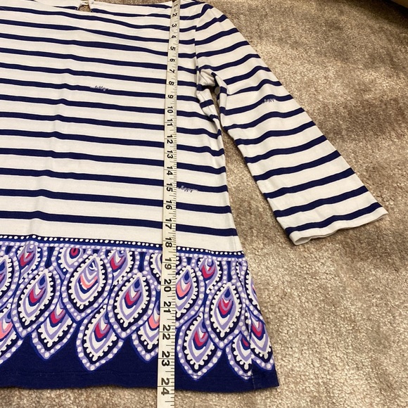 Lilly Pulitzer Navy and White striped top, Small EUC - Picture 5 of 8